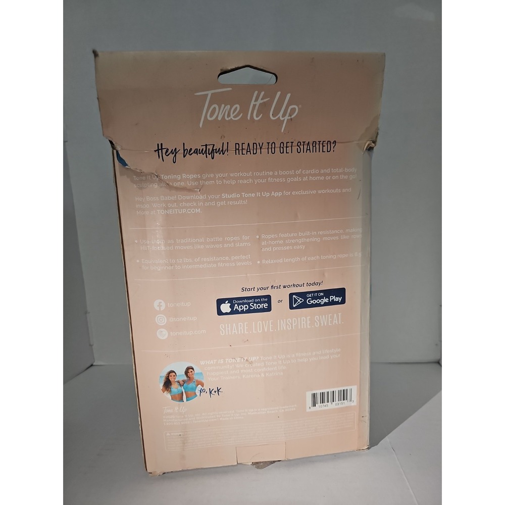 Tone It Up Toning Ropes Resistance Cardio Strength Training Set Blue - Picture 2 of 3
